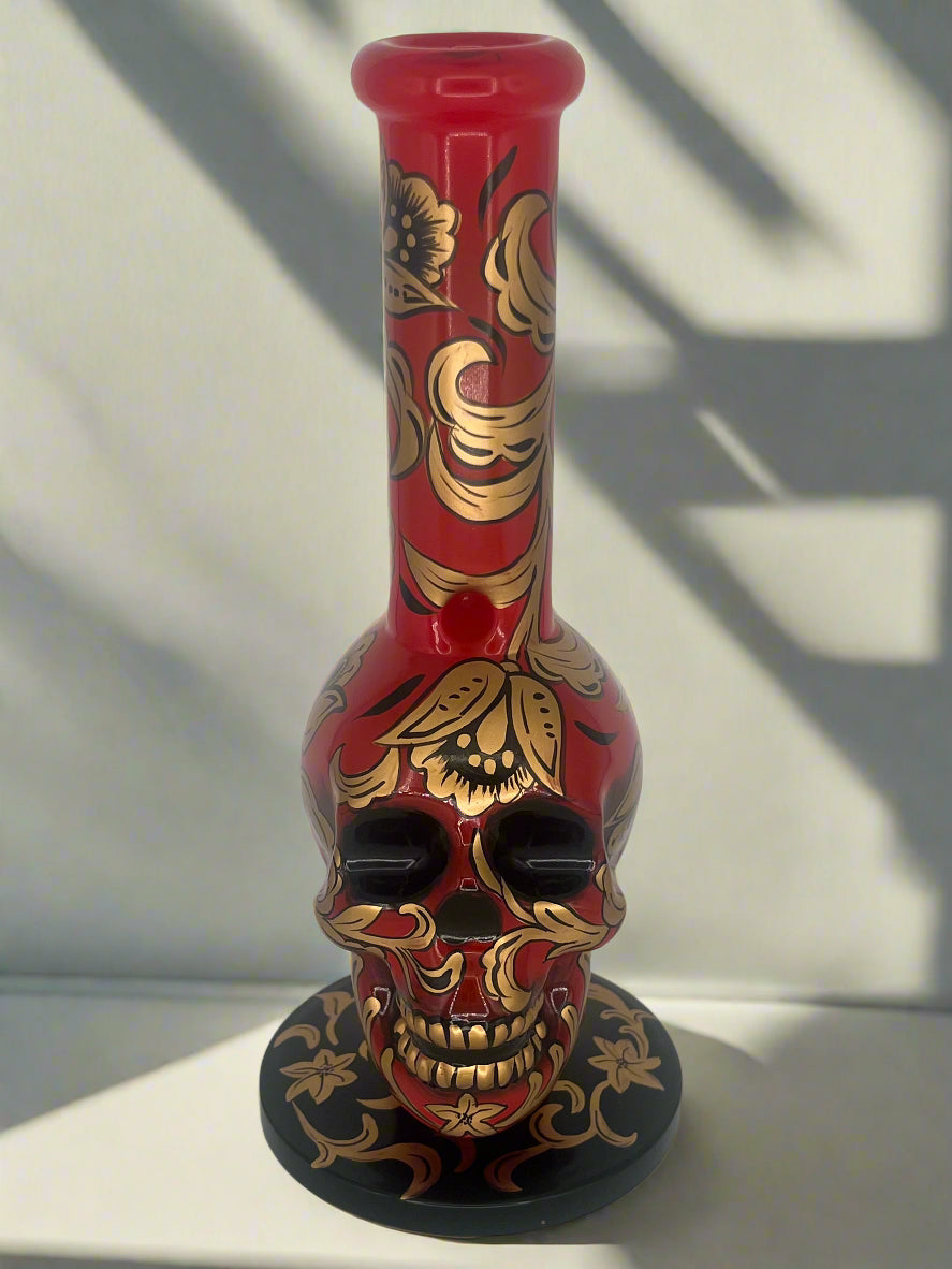 Red Reaper Bloom Skull Bong