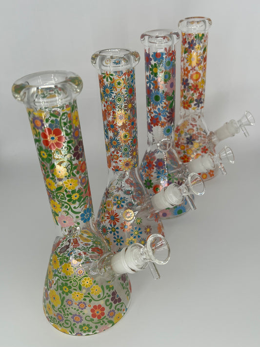 Flower Decal Beaker Bong