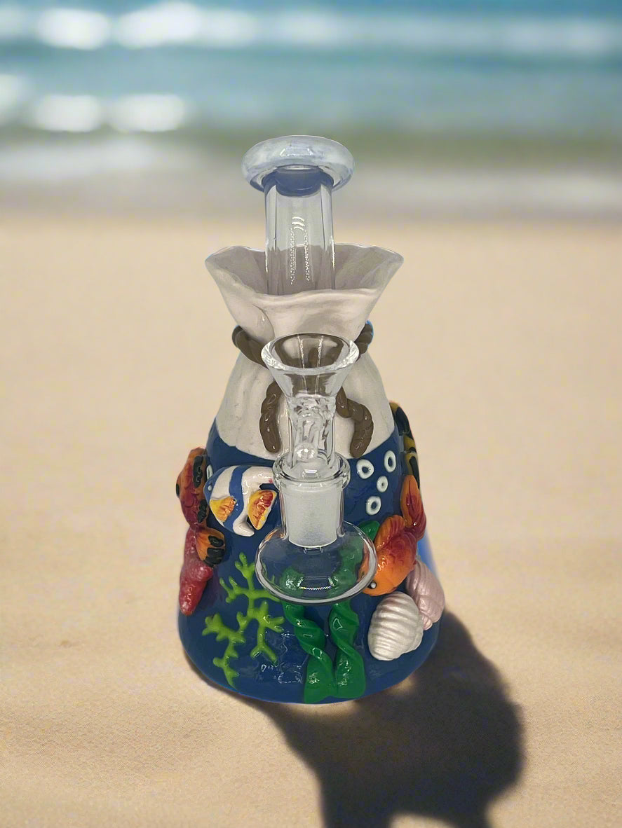 Ocean-Themed 3D Hand-Painted Glass Bong