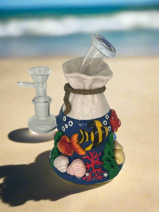 Ocean-Themed 3D Hand-Painted Glass Bong