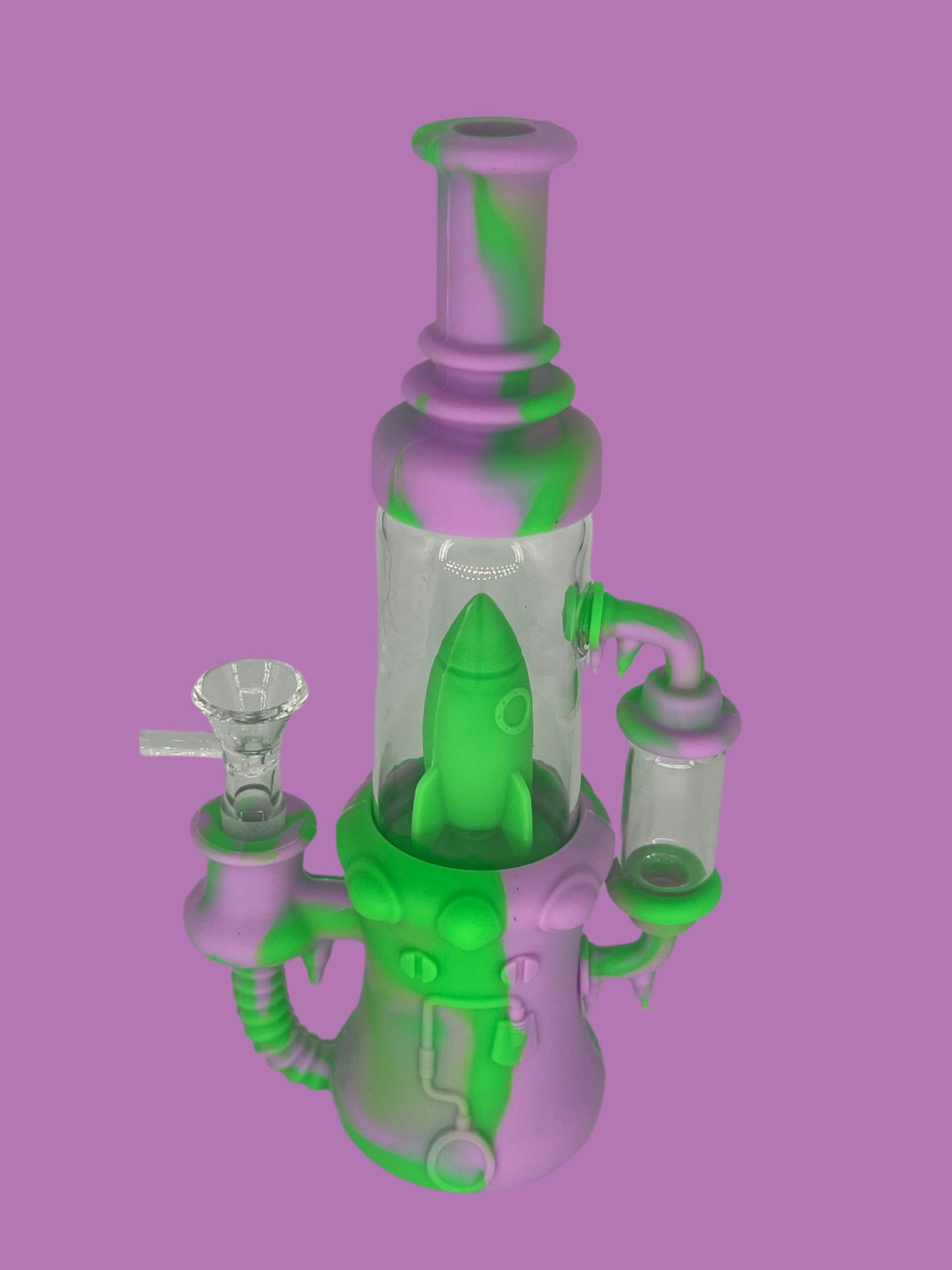 9" Rocket Ship Silicone Recycler Bong/Dab Rig