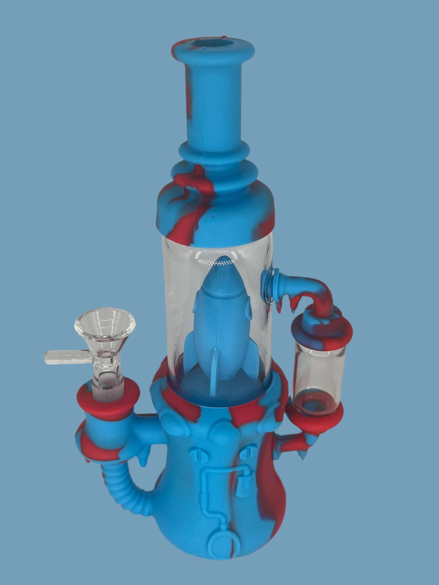 9" Rocket Ship Silicone Recycler Bong/Dab Rig