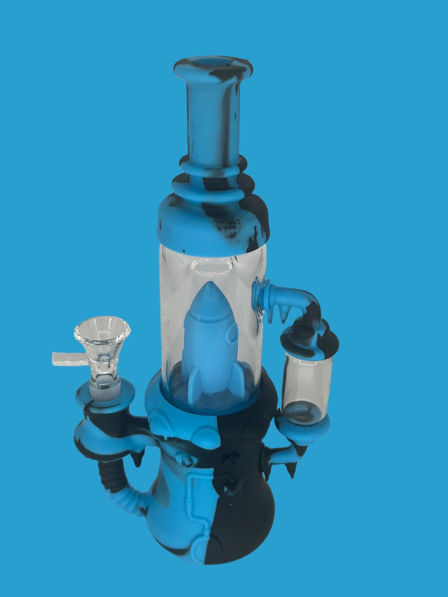 9" Rocket Ship Silicone Recycler Bong/Dab Rig