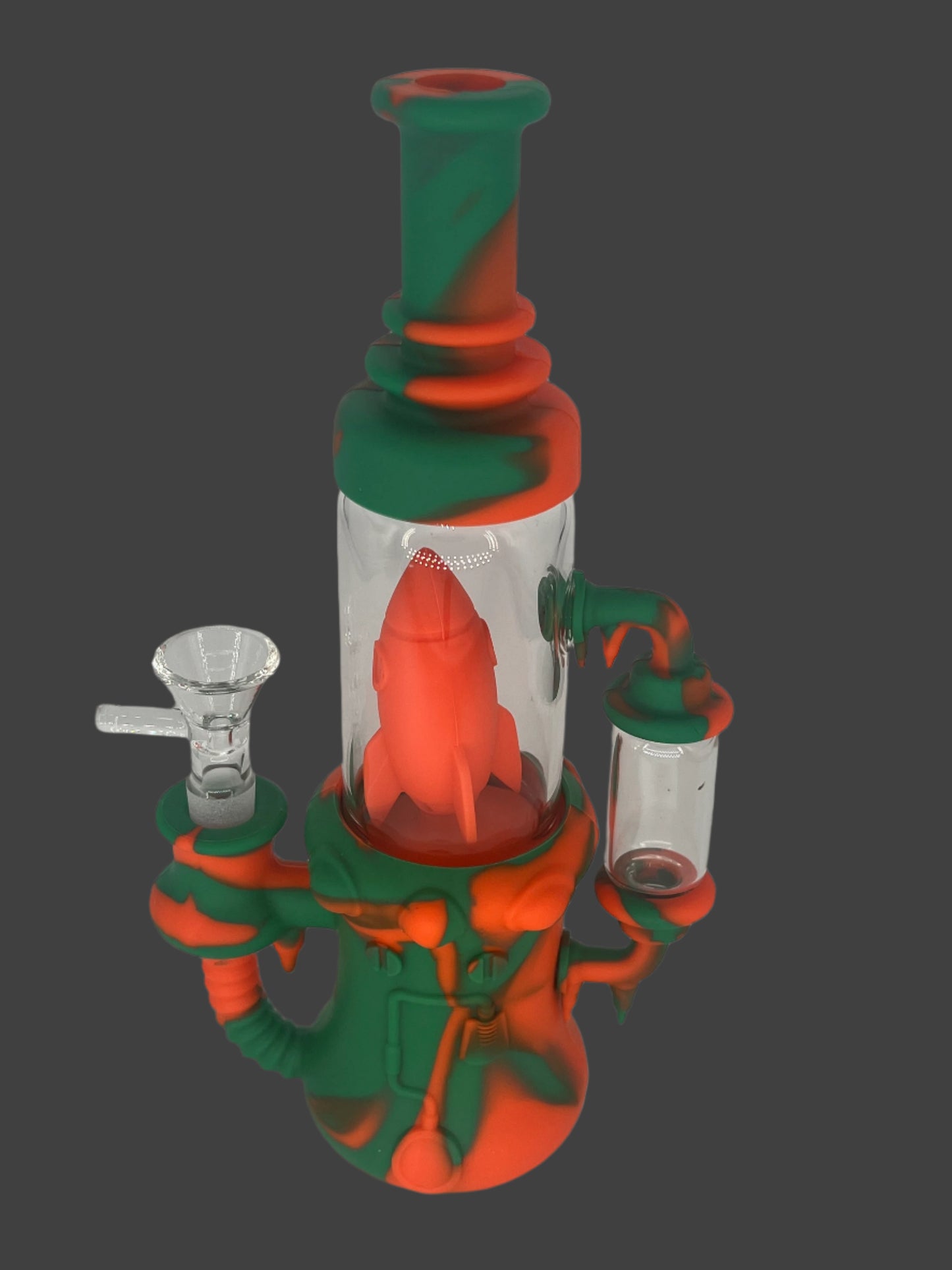 9" Rocket Ship Silicone Recycler Bong/Dab Rig