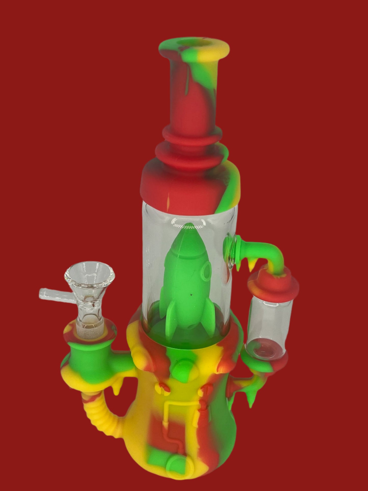 9" Rocket Ship Silicone Recycler Bong/Dab Rig