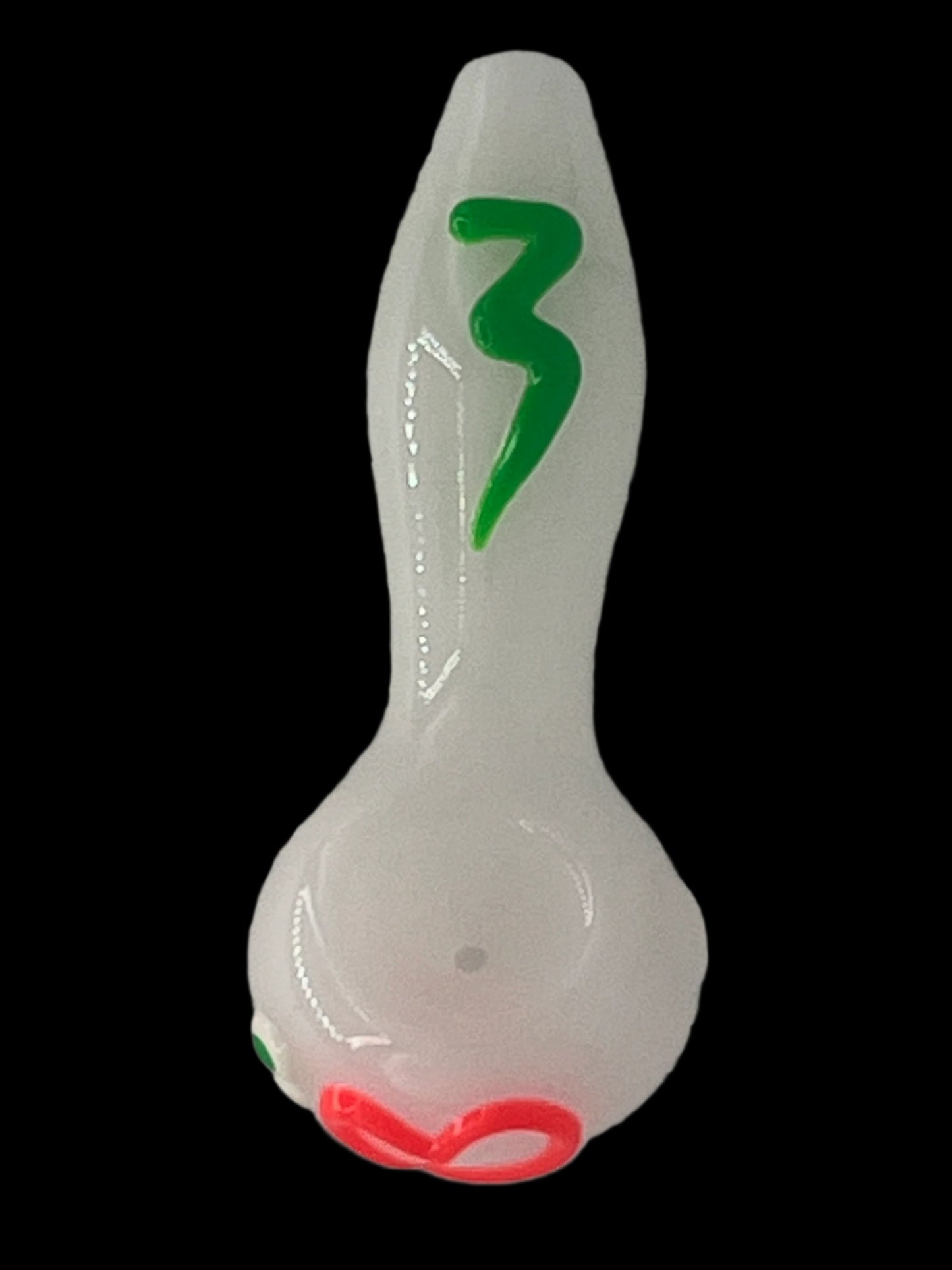4" Glow-in-the-Dark White Glass Pipe with Hot Pink Heart