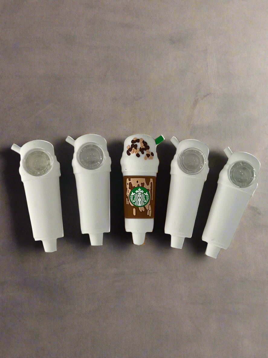 4" Starbucks Silicone Hand Pipe with Glass Bowl