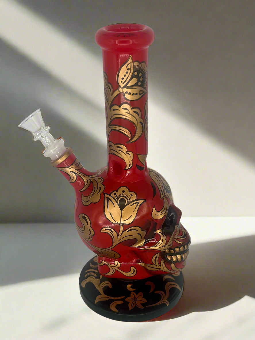Red Reaper Bloom Skull Bong