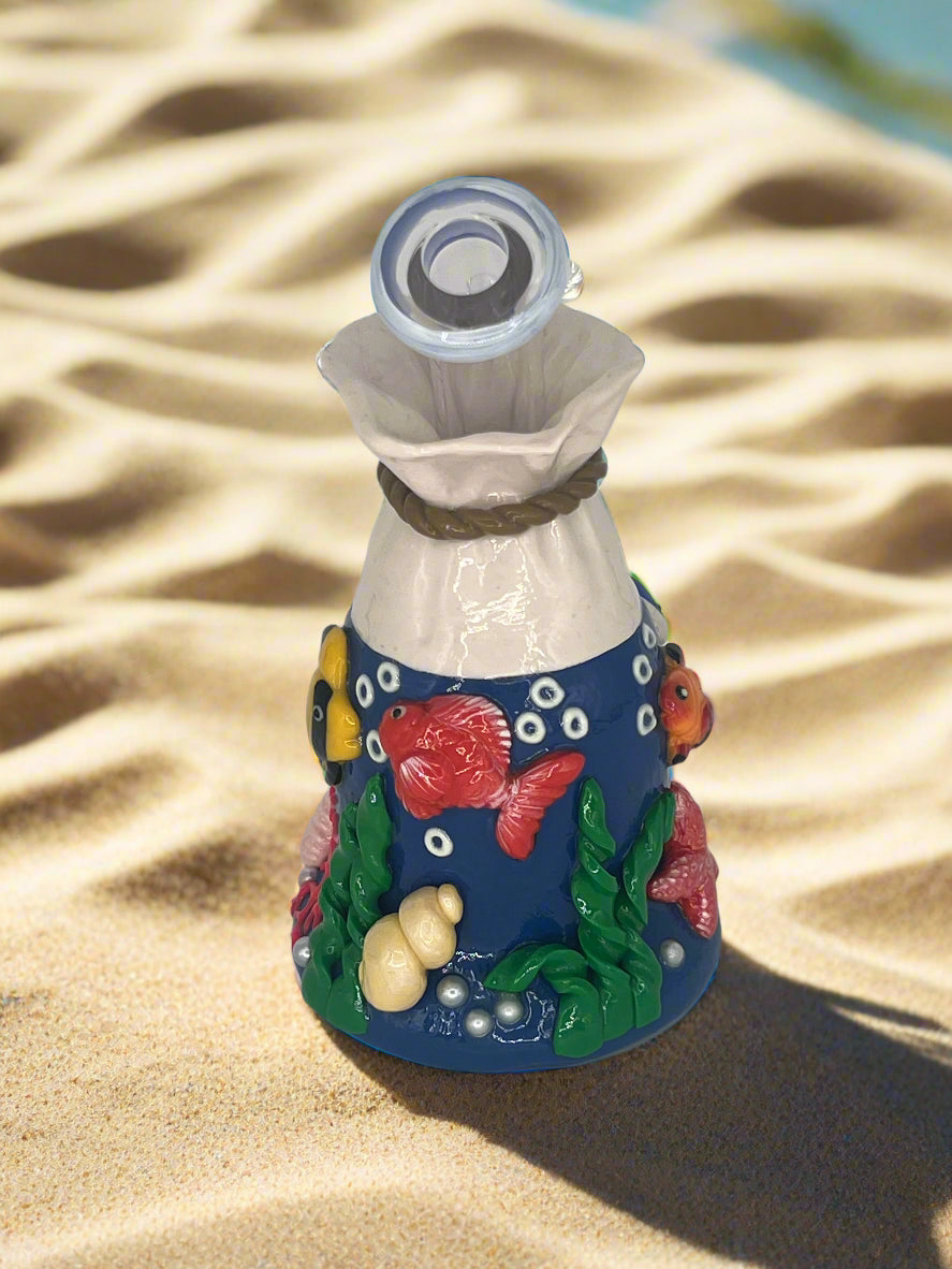 Ocean-Themed 3D Hand-Painted Glass Bong