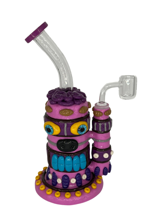 Neon Tiki 3D Painted Water Pipe